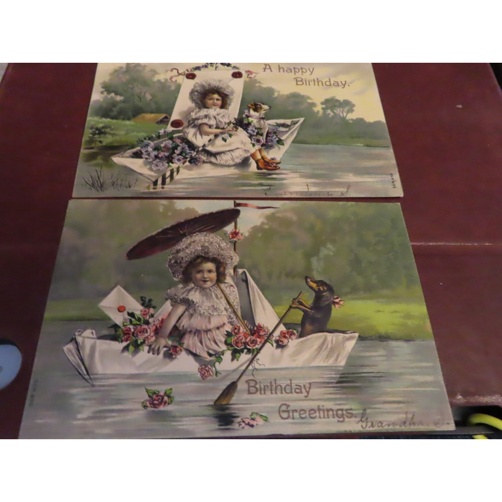 Lot 2 Vintage 1900'S Embossed Birthday Postcards Free Ship Ephemra